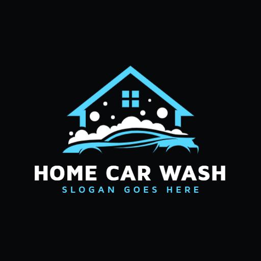 House with Bubbles Emphasizing Home Car Wash Services Logo Template