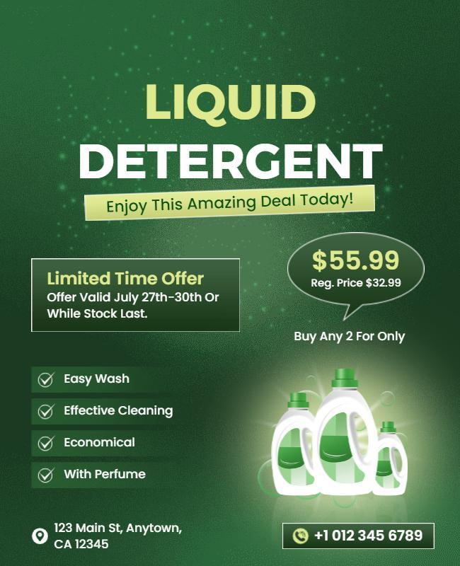 Household Liquid Detergent Promotion Flyer Template