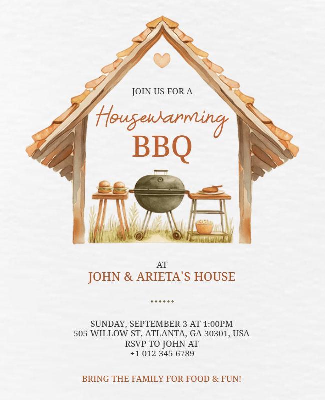 Housewarming BBQ Invitation Flyer Template
