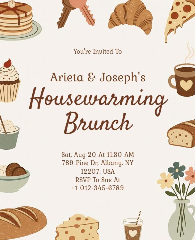Housewarming Brunch Invitation Flyer Template