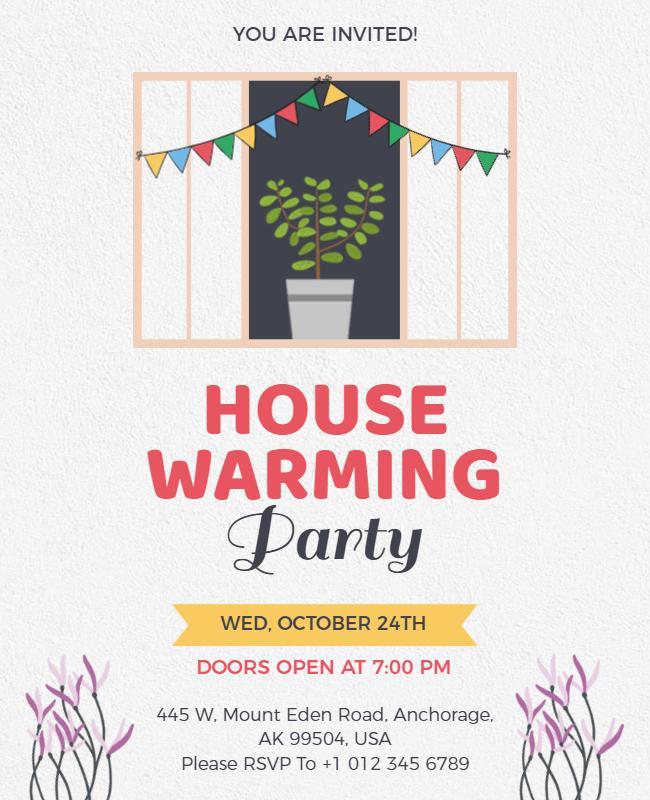 Cheerful Outdoor Housewarming Party Celebration Flyer Template