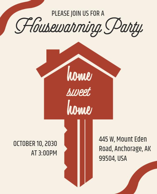 Charming Rustic Housewarming Party Key Design Flyer Template