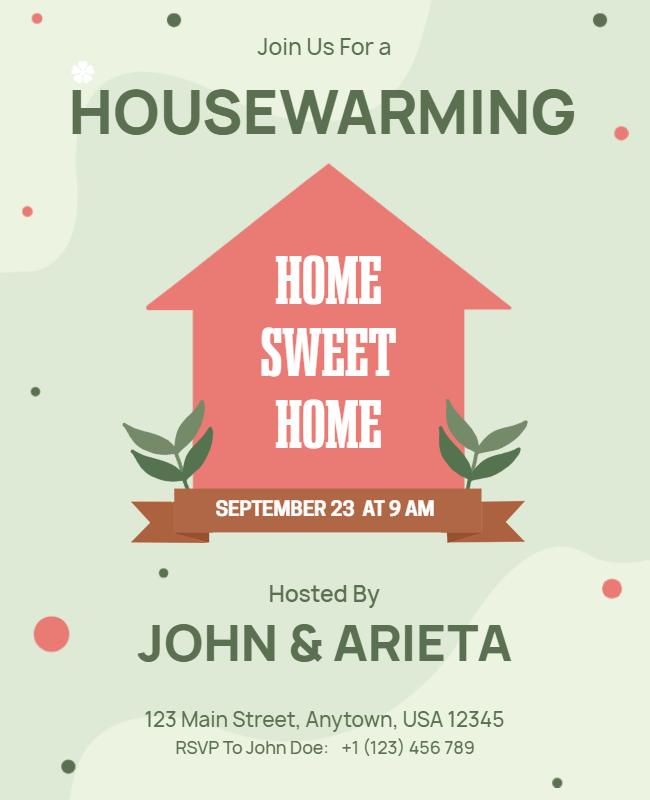 Housewarming Invitation with Floral Accents Flyer Template