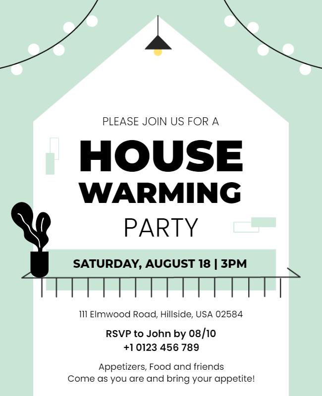 Modern Green Housewarming Celebration Invitation Flyer Template