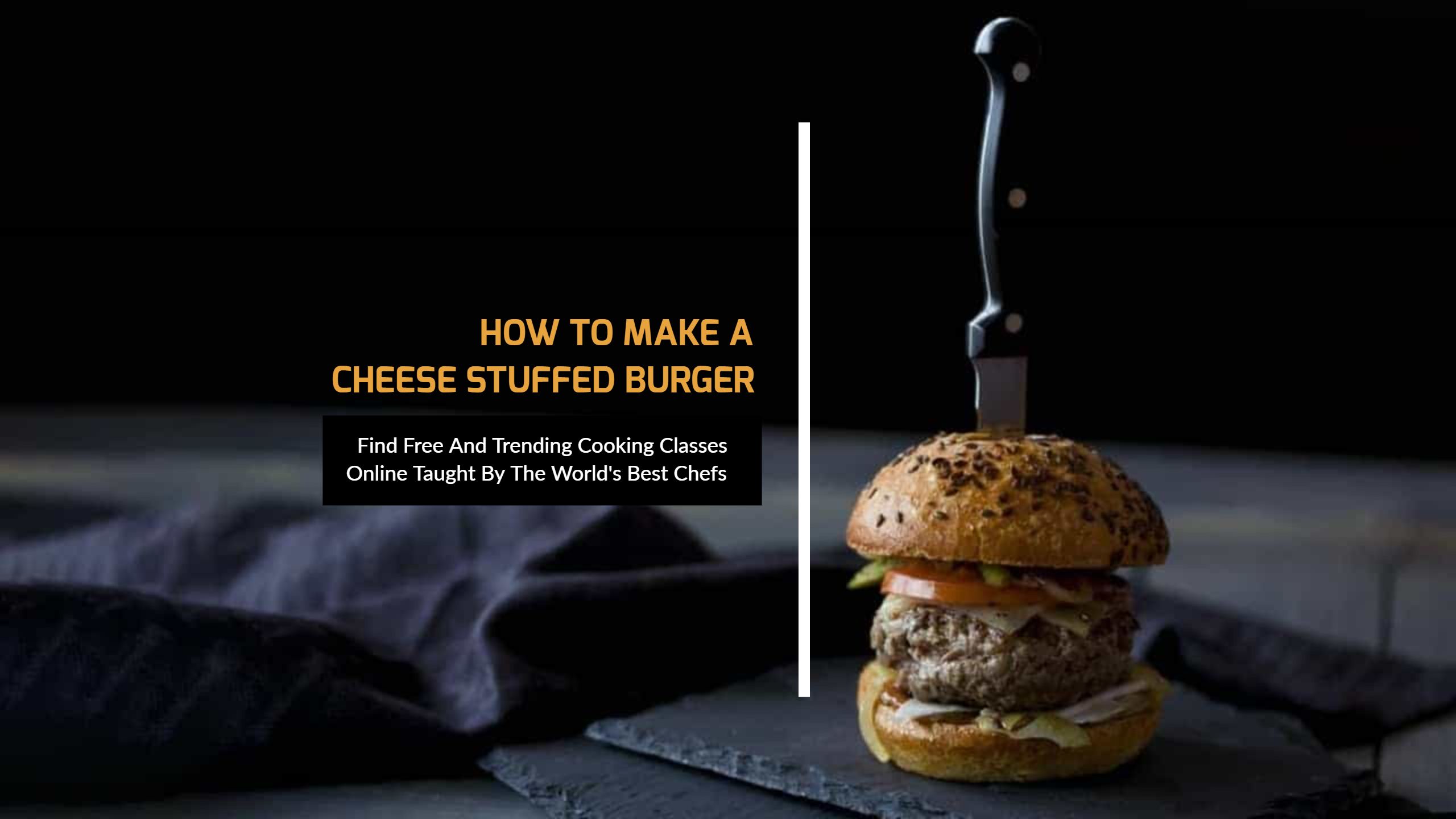 How to Make a Cheese Stuffed Burger with Dark Background Food Banner Template