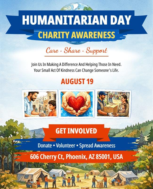 Humanitarian Day Charity Awareness Event Poster Template