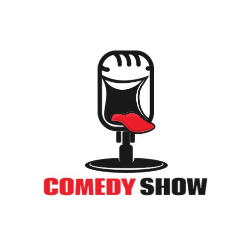 Humorous Black Microphone Design for Lively Comedy Show Logo Template