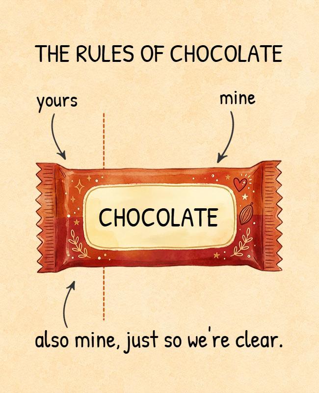 Humorous Chocolate Sharing Rules Meme Poster Template