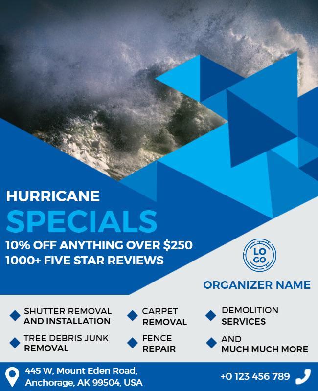 Hurricane Cleanup Services Promotion Flyer Template