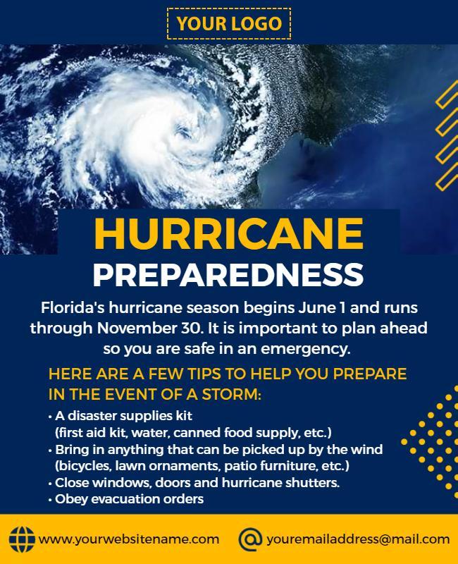 Hurricane Preparedness Safety Tips Flyer Template