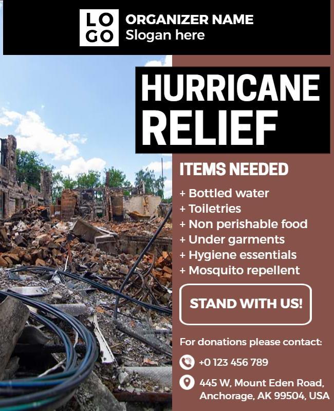 Hurricane Relief Donation Drive Flyer Template