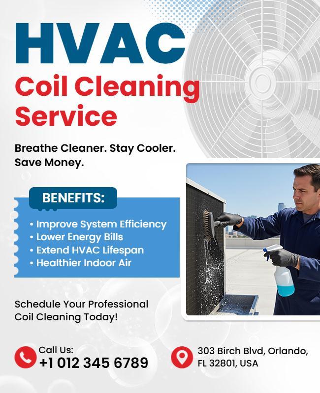 HVAC Coil Cleaning Service Promotional Flyer Template
