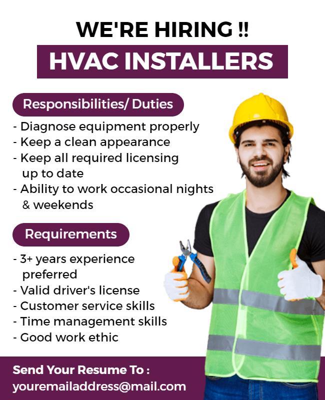 Hvac Installers Hiring Flyer Template