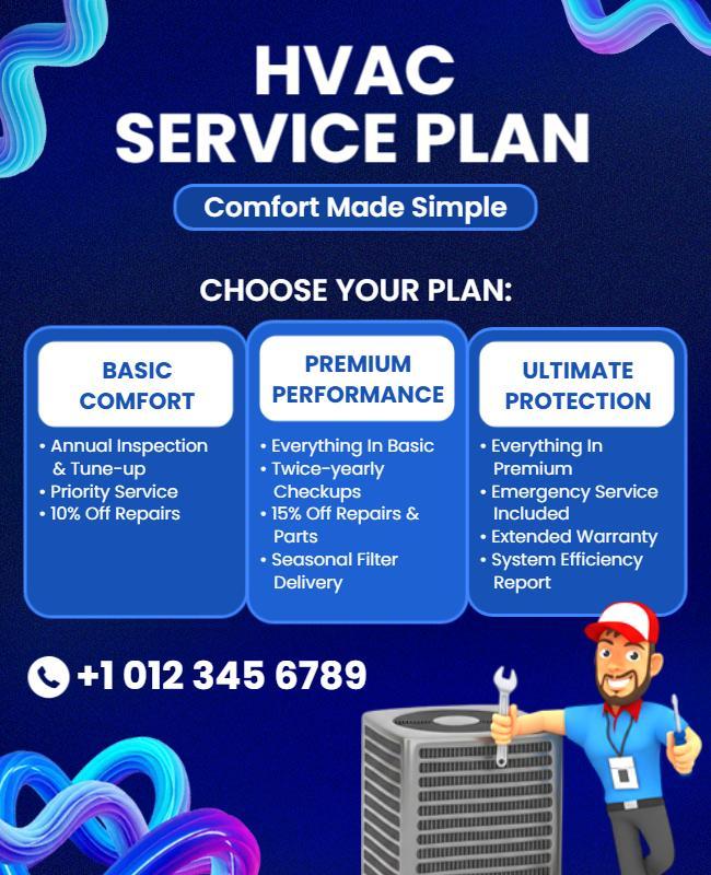 HVAC Maintenance Service Plan Options Flyer Template