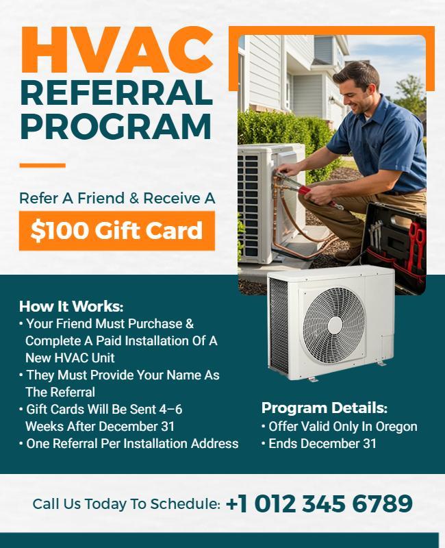 HVAC Referral Program Promotional Flyer Template