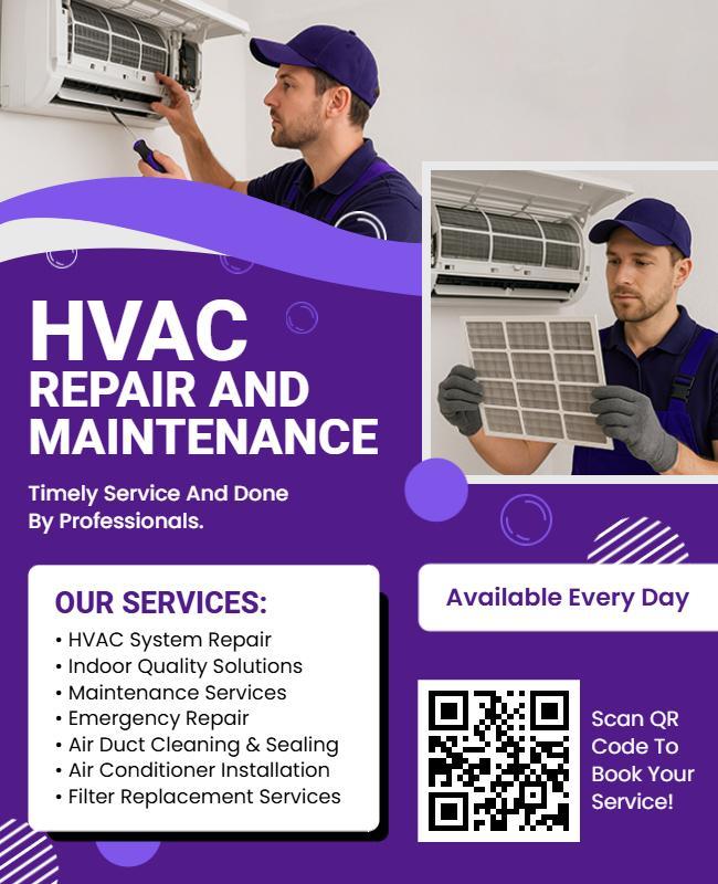 HVAC Repair and Maintenance Services Flyer Template