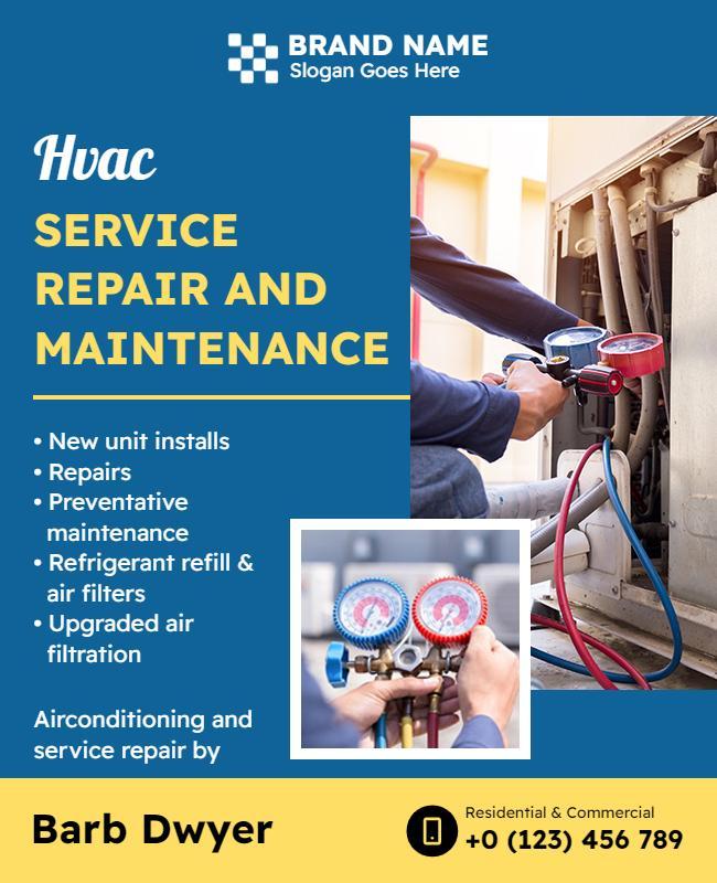 Hvac Service Repair and Maintenance Flyer Template