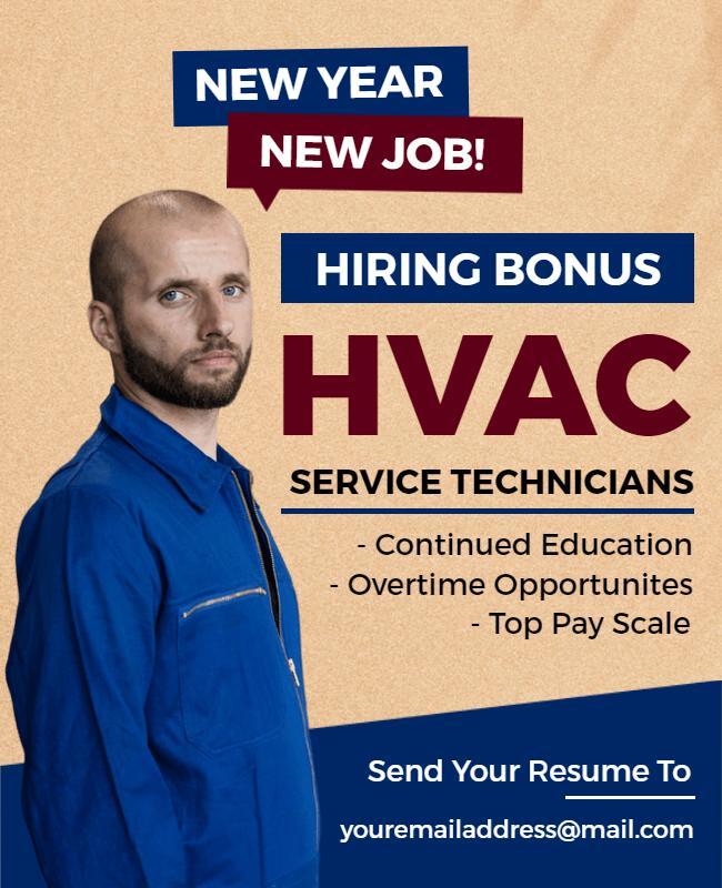 Hvac Service Technicians Hiring Flyer Template