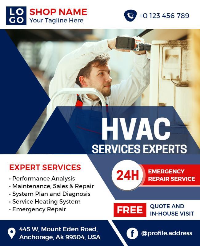 Hvac Services and Repair Promotional Flyer Template