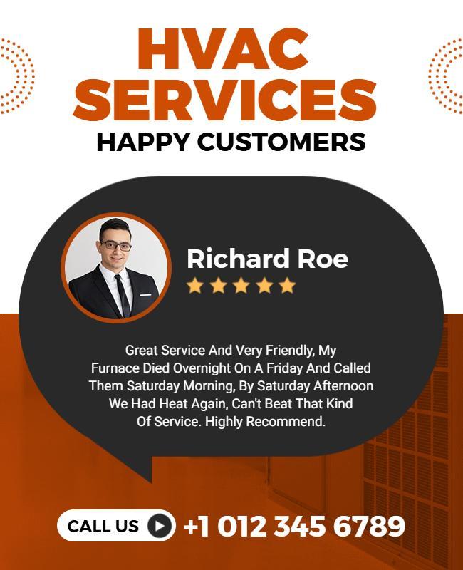 HVAC Services Happy Customer Testimonial Flyer Template