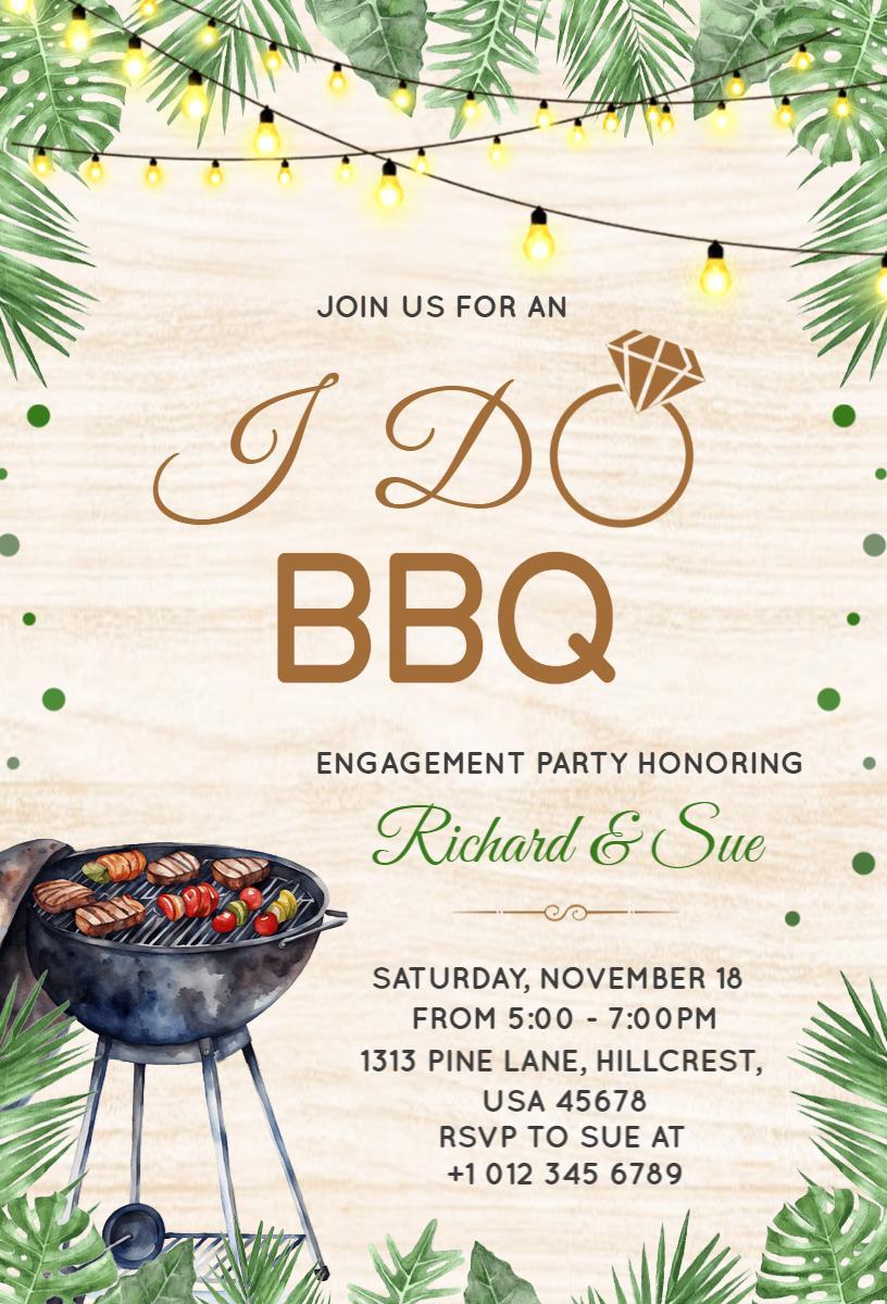I Do BBQ Festive Engagement Party Invitation Template