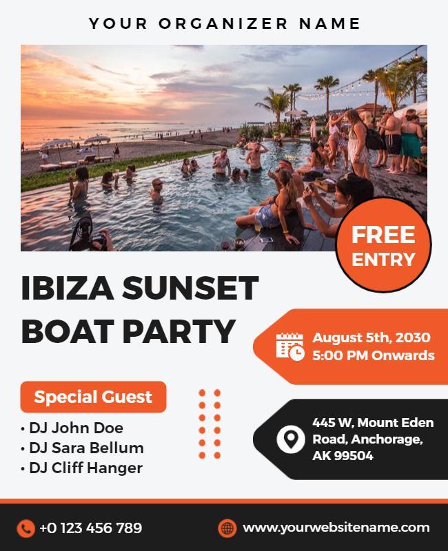 Ibiza Sunset Boat Party Event Flyer Template