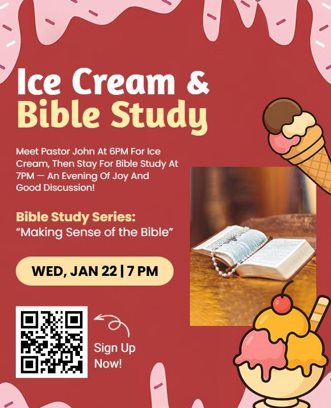Ice Cream and Bible Study Event Flyer Template