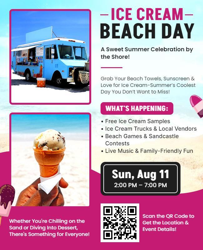 Ice Cream Beach Day Celebration Flyer Template