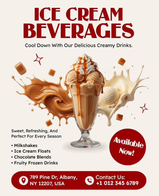 Ice Cream Beverages Promotion Poster Template