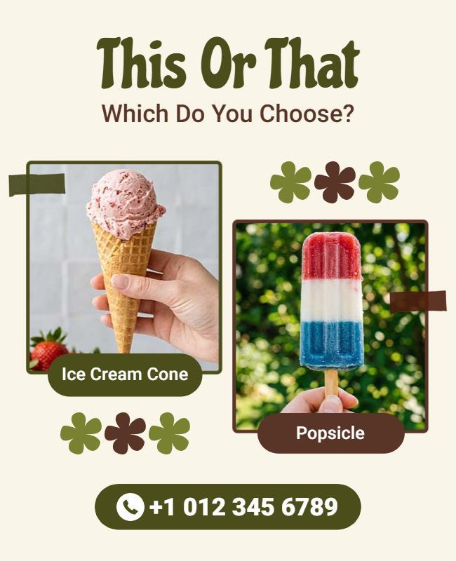 Ice Cream Cone or Popsicle Choice Flyer Template