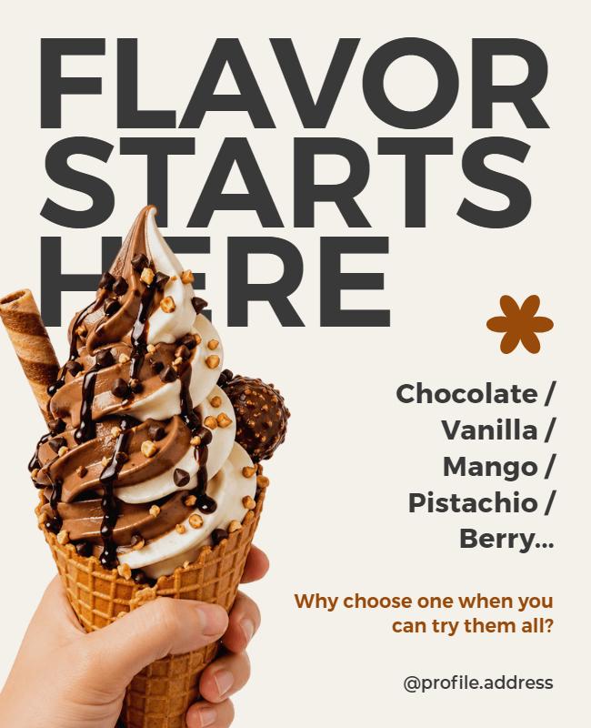 Ice Cream Flavor Variety Promotion Poster Template