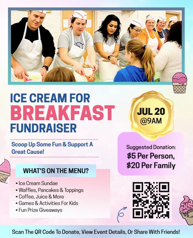 Ice Cream for Breakfast Fundraiser Flyer Template