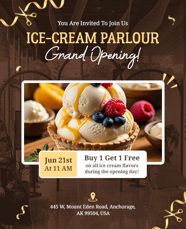 Ice Cream Parlor Grand Opening Flyer Template