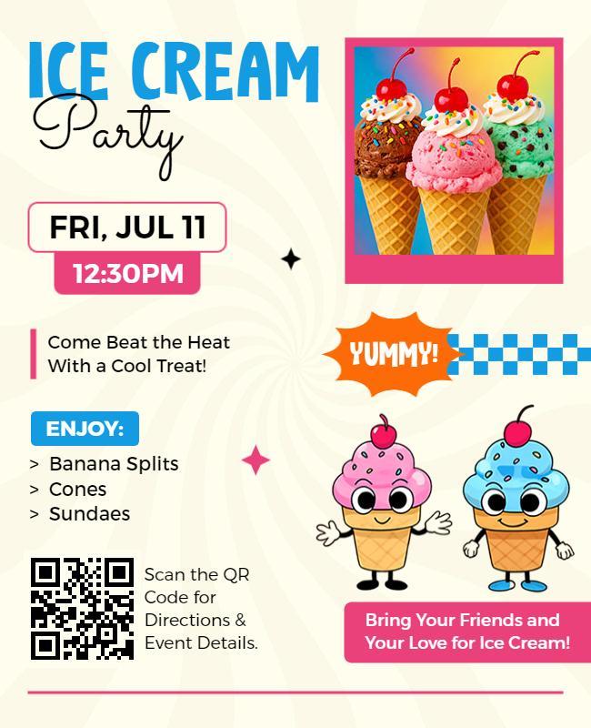 Ice Cream Party Invitation Flyer Template