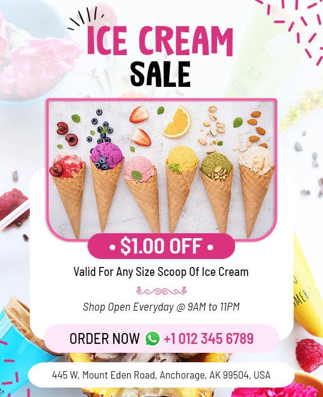 Ice Cream Sale Promotion Flyer Template