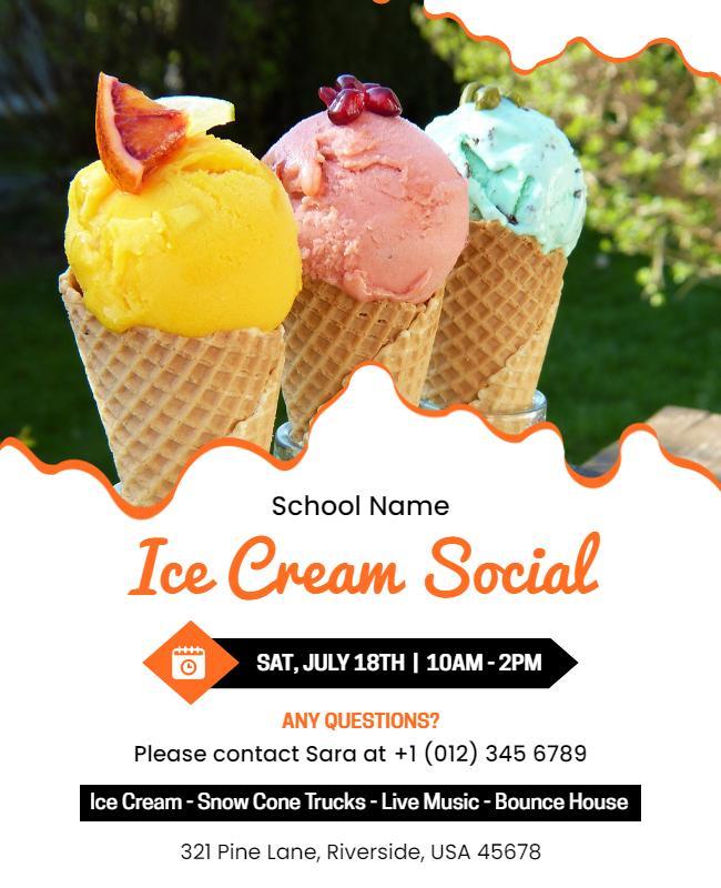 Ice Cream Social Community Event Flyer Template