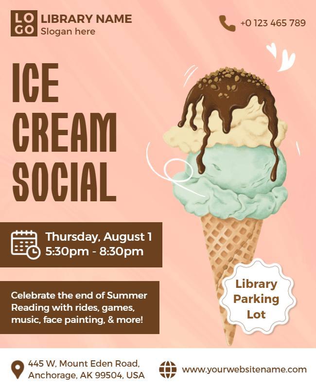 Playful Pastel Ice Cream Social Community Event Flyer Template