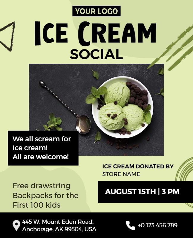 Ice Cream Social Event Announcement Flyer Template