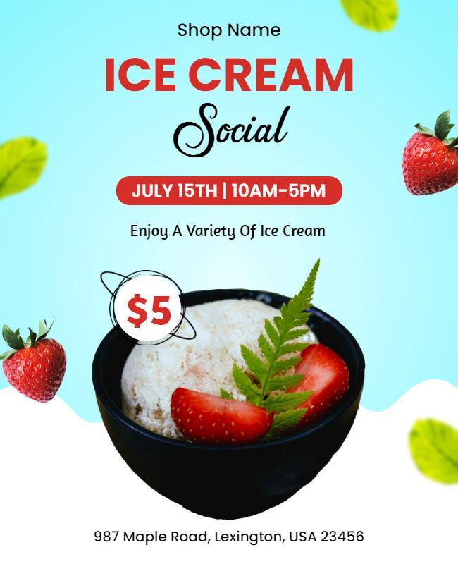 Colorful Summer Ice Cream Social Event Flyer Template