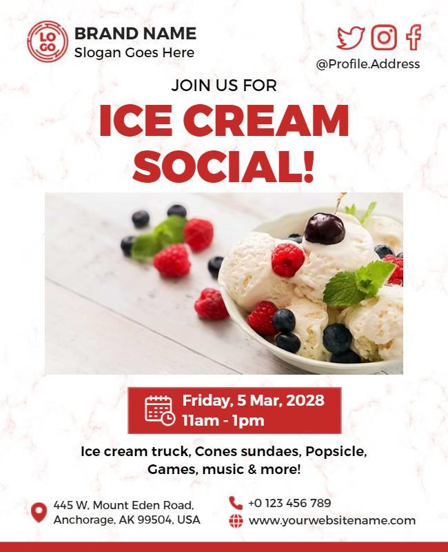 Bright Fun Ice Cream Social Event Flyer Template