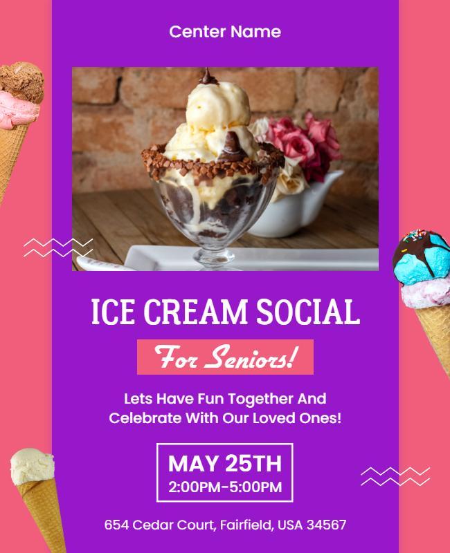 Ice Cream Social Event for Seniors Flyer Template