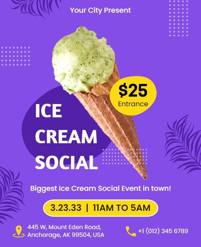 Ice Cream Social Event Invitation Flyer Template