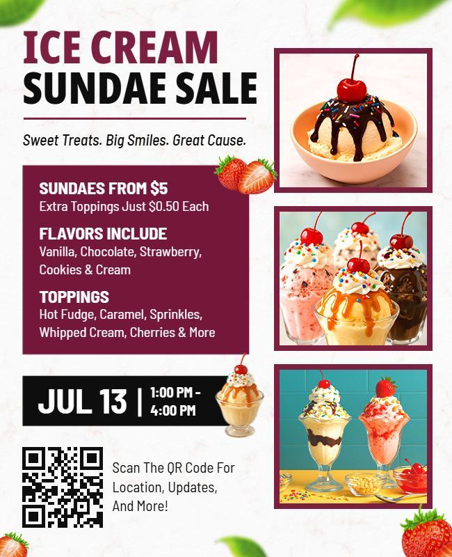 Ice Cream Sundae Sale Event Flyer Template