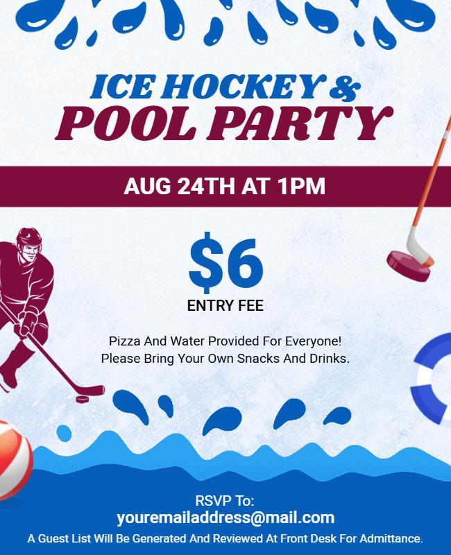 Ice Hockey and Pool Party Flyer Template