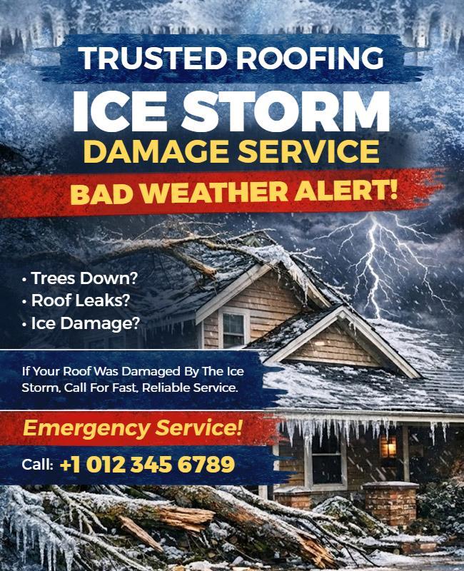 Ice Storm Roof Damage Service Alert Flyer Template