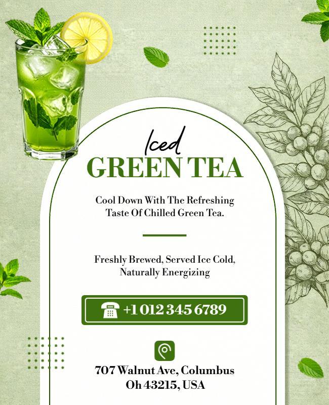 Iced Green Tea Refreshment Promotion Poster Template