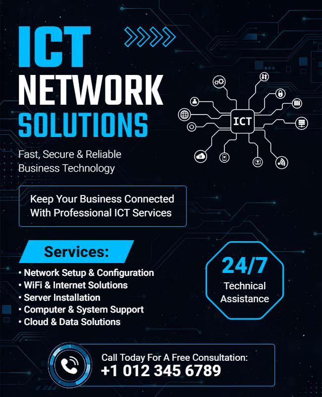 ICT Network Solutions Service Flyer Template