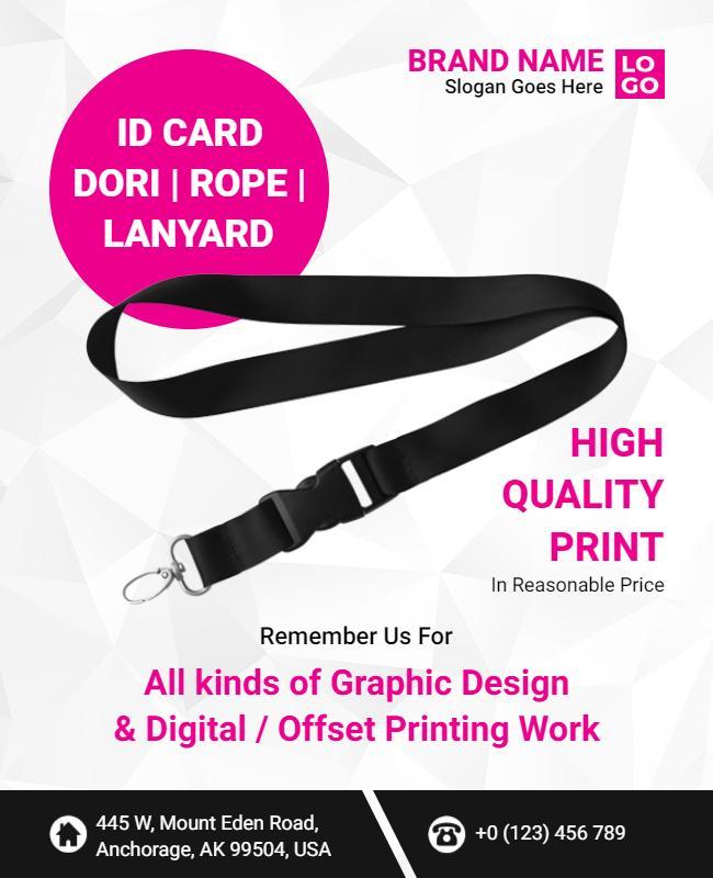 Id Card Lanyard Printing Services Flyer Template