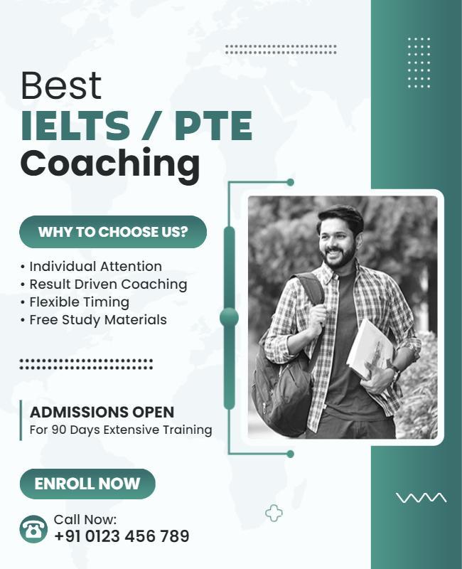 Ielts and Pte Coaching Enrollment Flyer Template