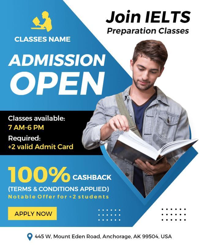 Ielts Preparation Classes Admission Open Flyer Template